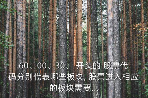 60、00、30、 開頭的 股票代碼分別代表哪些板塊, 股票進(jìn)入相應(yīng)的板塊需要...