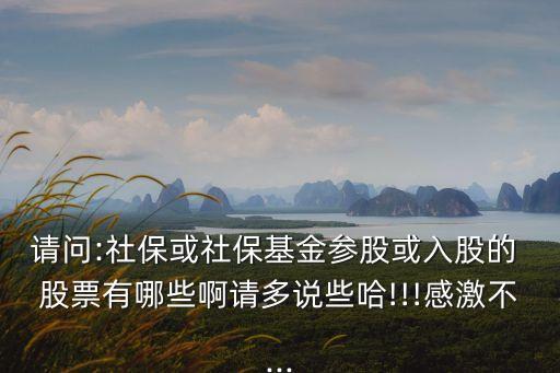 請(qǐng)問(wèn):社?；蛏绫；饏⒐苫蛉牍傻?股票有哪些啊請(qǐng)多說(shuō)些哈!!!感激不...