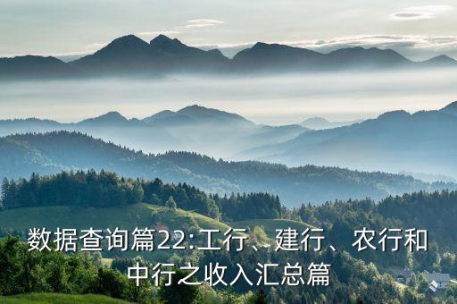 數(shù)據查詢篇22:工行、建行、農行和中行之收入匯總篇
