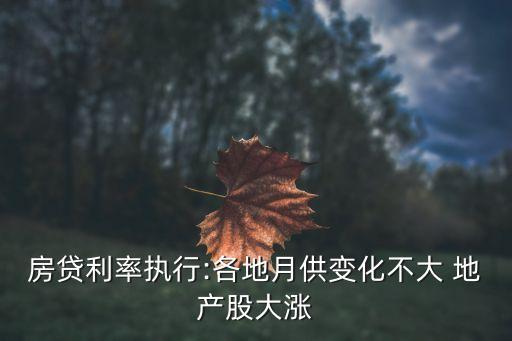 房貸利率執(zhí)行:各地月供變化不大 地產股大漲