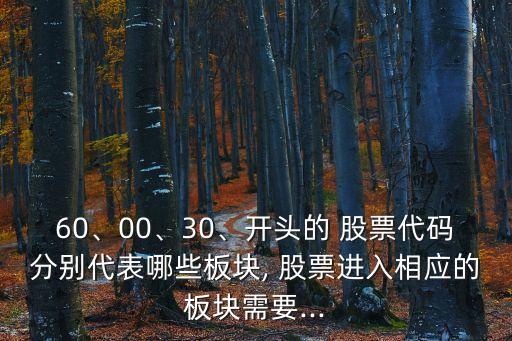 60、00、30、開頭的 股票代碼分別代表哪些板塊, 股票進入相應的板塊需要...