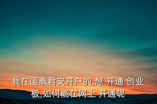 我在國泰君安開戶的,想 開通 創(chuàng)業(yè)板,如何能在網(wǎng)上 開通呢