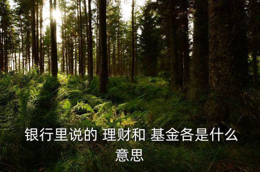  銀行里說(shuō)的 理財(cái)和 基金各是什么意思