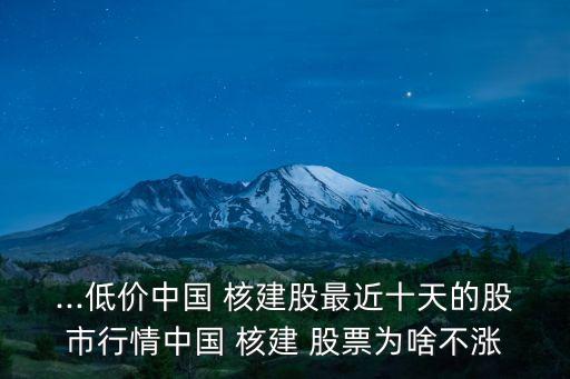 ...低價(jià)中國 核建股最近十天的股市行情中國 核建 股票為啥不漲