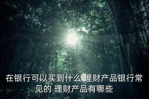 在銀行可以買(mǎi)到什么 理財(cái)產(chǎn)品銀行常見(jiàn)的 理財(cái)產(chǎn)品有哪些