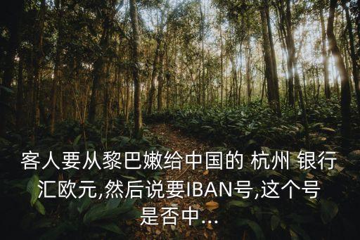 客人要從黎巴嫩給中國的 杭州 銀行匯歐元,然后說要IBAN號(hào),這個(gè)號(hào)是否中...