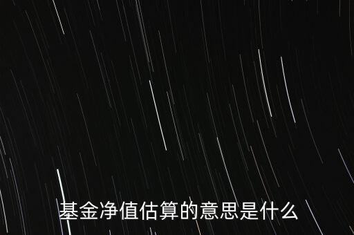  基金凈值估算的意思是什么