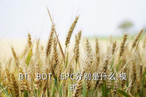 BT、BOT、EPC分別是什么 模式