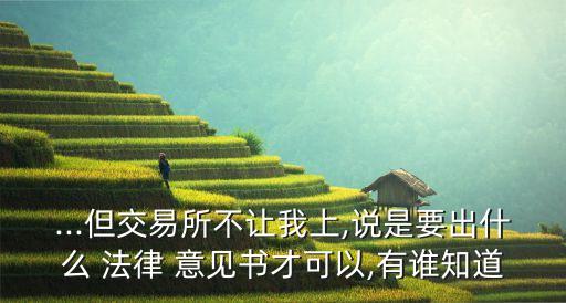 ...但交易所不讓我上,說(shuō)是要出什么 法律 意見(jiàn)書才可以,有誰(shuí)知道