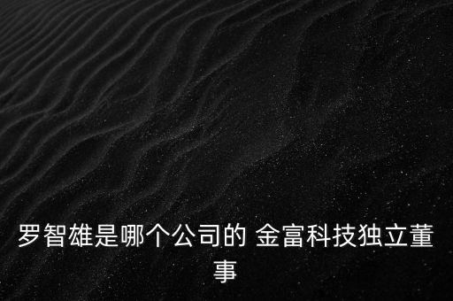 羅智雄是哪個公司的 金富科技獨(dú)立董事