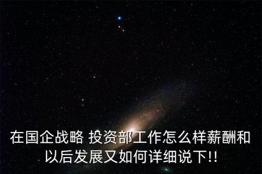 在國企戰(zhàn)略 投資部工作怎么樣薪酬和以后發(fā)展又如何詳細(xì)說下!!
