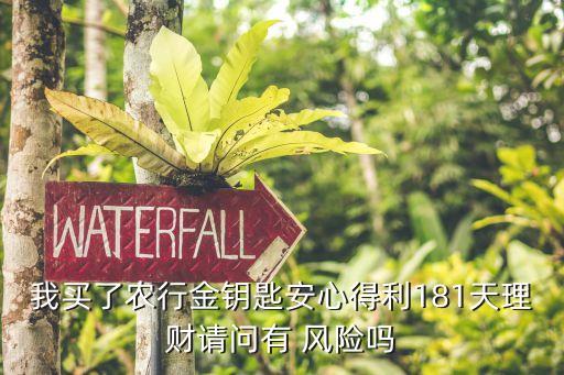 我買(mǎi)了農(nóng)行金鑰匙安心得利181天理財(cái)請(qǐng)問(wèn)有 風(fēng)險(xiǎn)嗎