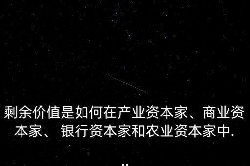 剩余價(jià)值是如何在產(chǎn)業(yè)資本家、商業(yè)資本家、 銀行資本家和農(nóng)業(yè)資本家中...