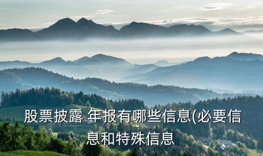  股票披露 年報有哪些信息(必要信息和特殊信息
