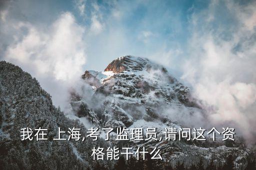 我在 上海,考了監(jiān)理員,請(qǐng)問(wèn)這個(gè)資格能干什么