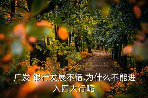  廣發(fā) 銀行發(fā)展不錯,為什么不能進(jìn)入四大行呢
