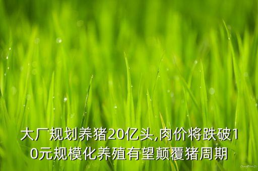大廠規(guī)劃養(yǎng)豬20億頭,肉價將跌破10元規(guī)?；B(yǎng)殖有望顛覆豬周期