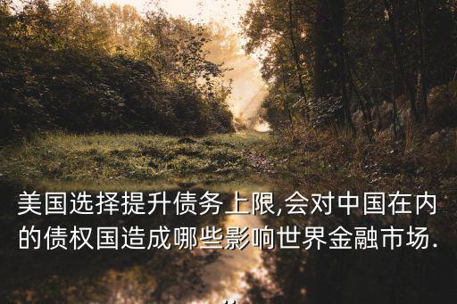 美國選擇提升債務上限,會對中國在內(nèi)的債權國造成哪些影響世界金融市場...