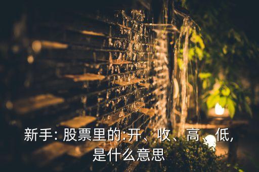新手: 股票里的:開、收、高、低,是什么意思